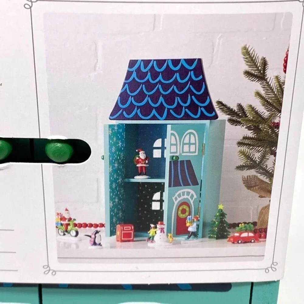 Target 9pc Wood House with Santa and Friends Christmas Figurine Set - Wondershop